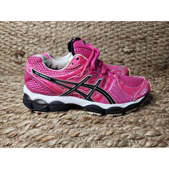 Asics Gel Nimbus 14 Pink Black Athletic Running Shoes Women's Size 7 T291N - Picture 5 of 11